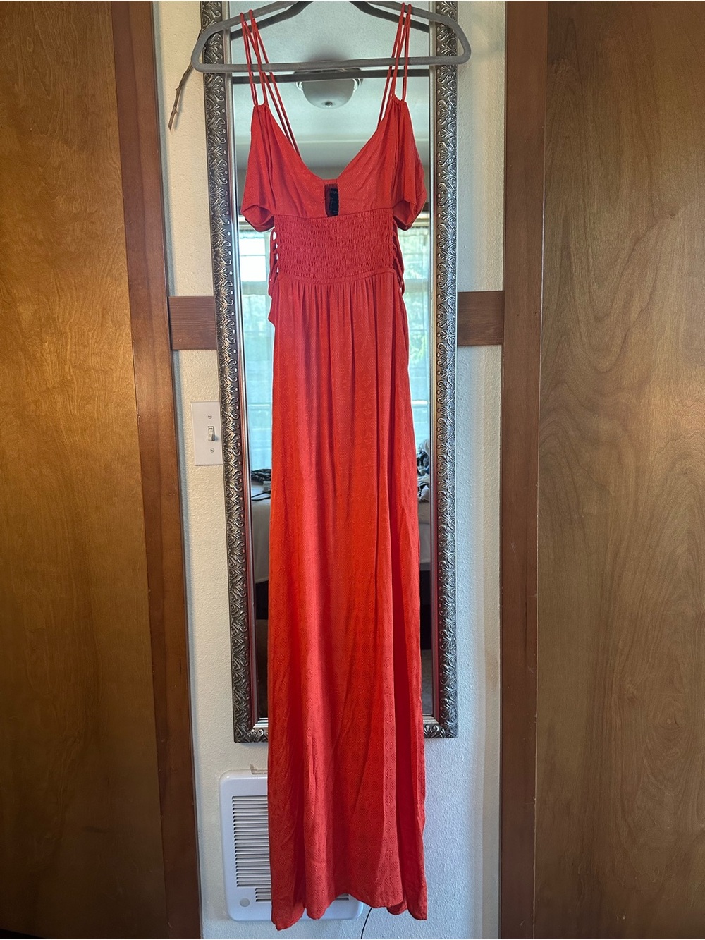 Forever 21 Orange Maxi Dress with Smocked Waist